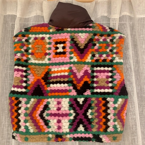 Rare Multicolored Sherpa Crochet Vest - Picture 10 of 11